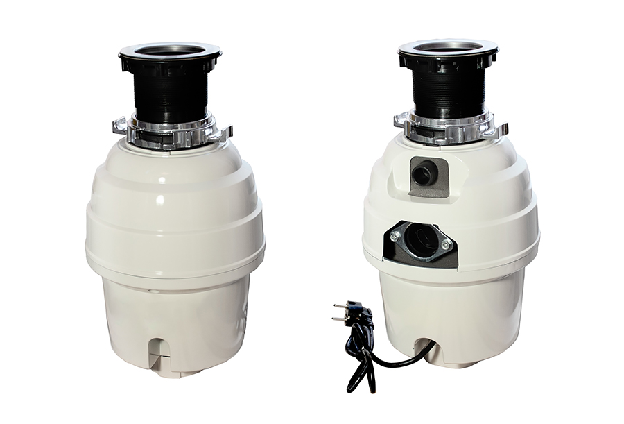 brand new garbage disposal - White food waste disposer front and back view isolated on white - Beardstown, IL